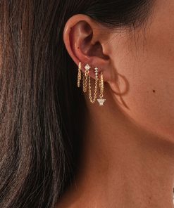 Gold Dot Diamond Letter Earrings