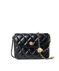 Calfskin Quilted Mini Perfect Fit Vanity Case With Chain Black